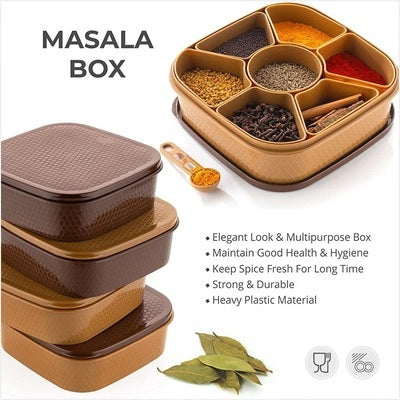 7‑Section Multipurpose Masala Box – Airtight Food‑Grade Plastic Spice Organizer
