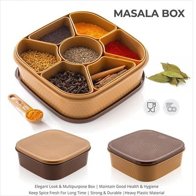7‑Section Multipurpose Masala Box – Airtight Food‑Grade Plastic Spice Organizer