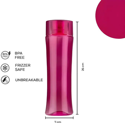 Water Bottle – 1000 ml Multicolor Oval Fridge Bottle | BPA-Free, Leak-Proof Plastic Sipper