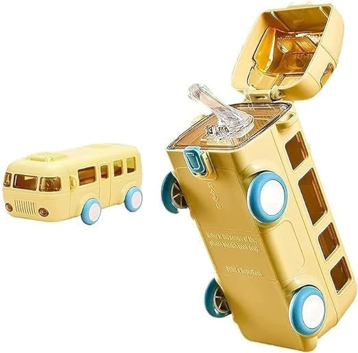 Kids Bus-Shaped Water Bottle with Strap – 500 ml Leakproof Sipper Bottle for School, Travel & Outdoor Use (Blue)