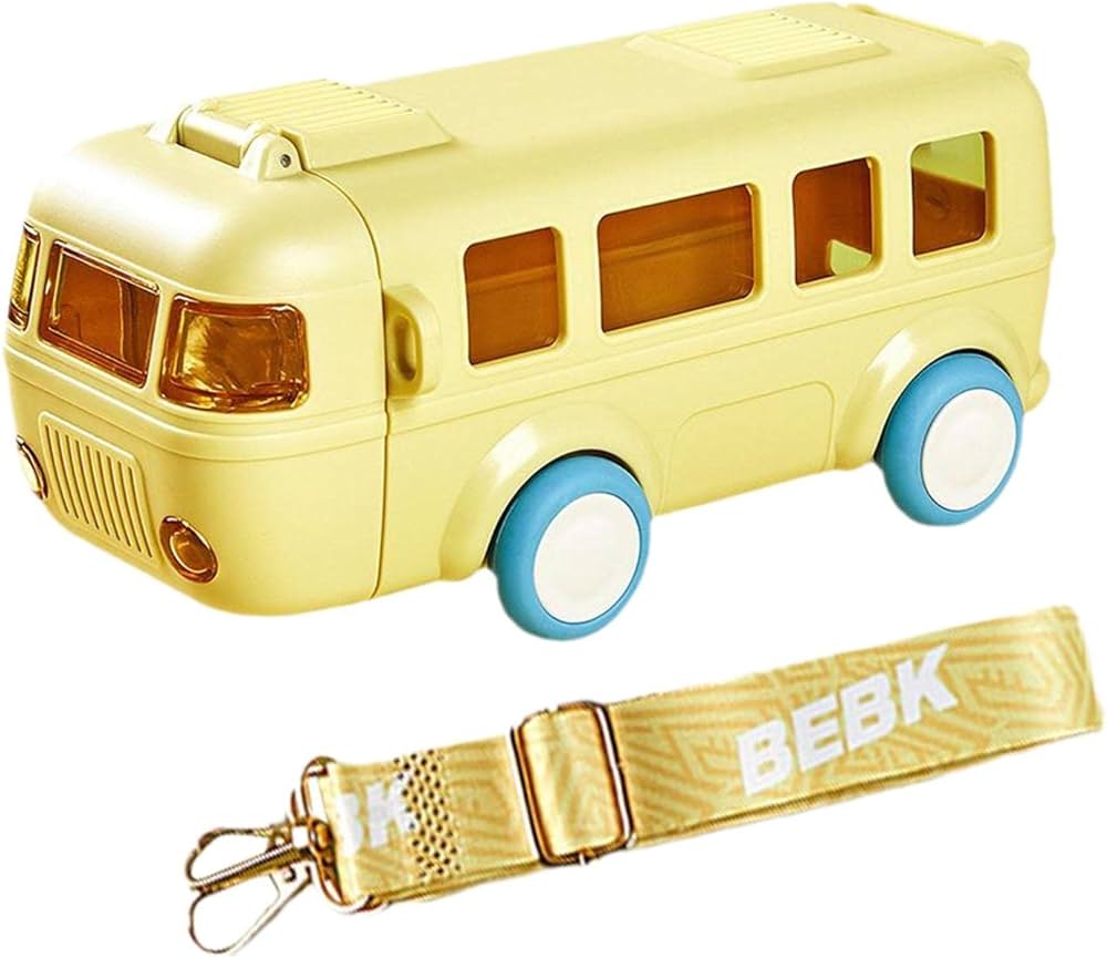 Kids Bus-Shaped Water Bottle with Strap – 500 ml Leakproof Sipper Bottle for School, Travel & Outdoor Use (Blue)