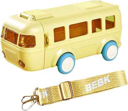 Kids Bus-Shaped Water Bottle with Strap – 500 ml Leakproof Sipper Bottle for School, Travel & Outdoor Use (Blue)