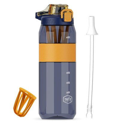Motivational water bottle with cap and straw. BPA-free plastic, durable, leak-resistant — ideal for gym, office, and home hydration(1600 ml)