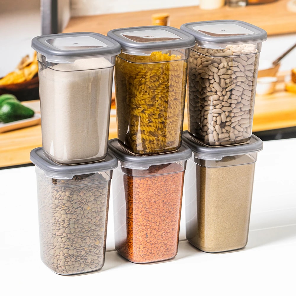 Plastic Grocery Storage Container – 1100ml Airtight Food Jar | BPA-Free, Transparent, Stackable Box for Kitchen & Pantry