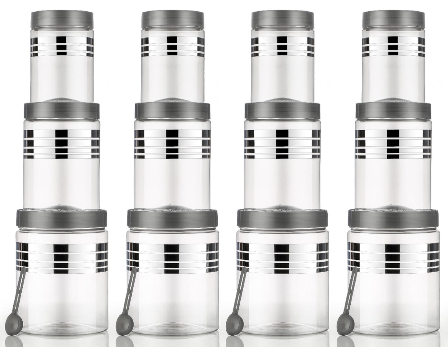 Storage Container Set – 1200 ml, 650 ml, 350 ml | Airtight Plastic Food Jars | BPA-Free, Stackable, Transparent Kitchen Organizers