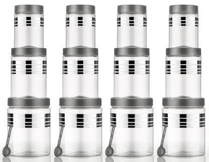 Storage Container Set – 1200 ml, 650 ml, 350 ml | Airtight Plastic Food Jars | BPA-Free, Stackable, Transparent Kitchen Organizers