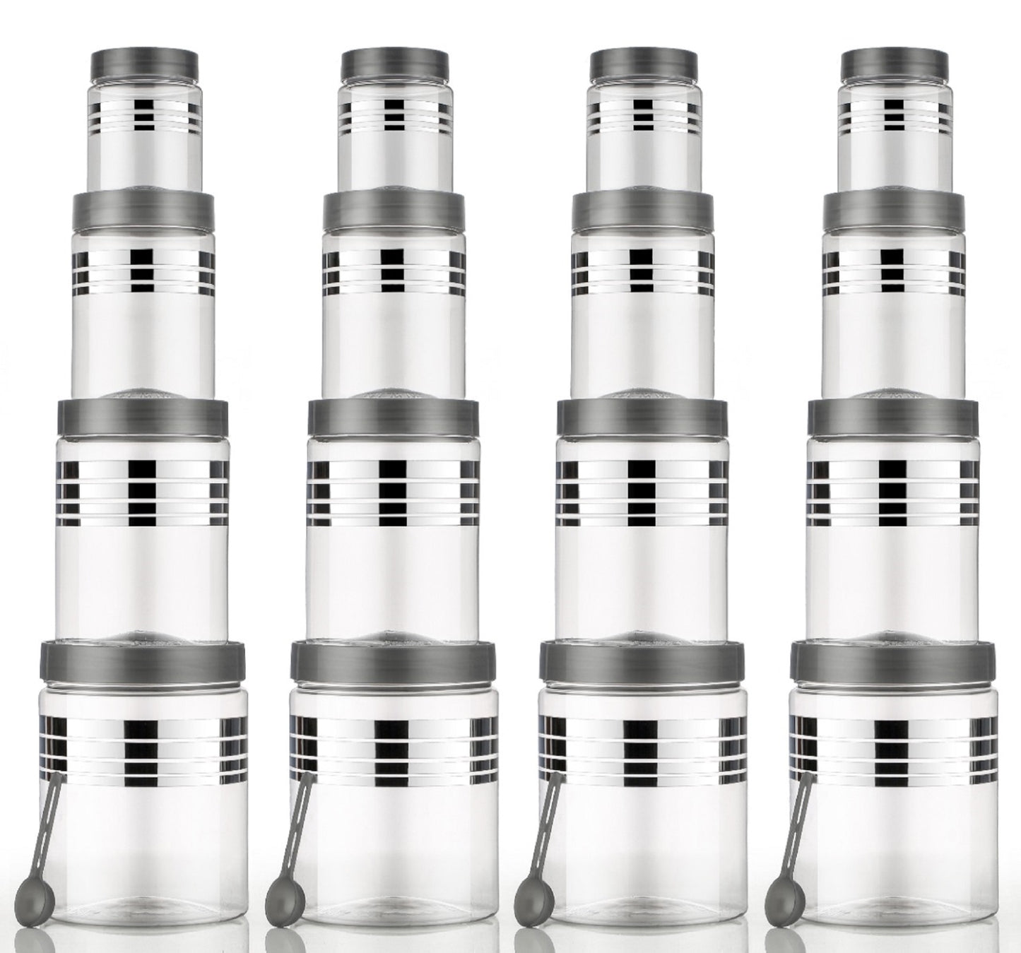 Kitchen Container Set – 1200 ml, 650 ml, 350 ml, 250 ml | Airtight Plastic Jars | Stackable & BPA-Free Storage