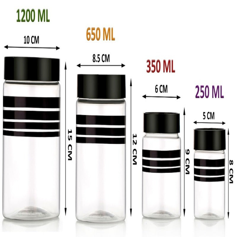 Multipurpose Kitchen Storage Containers Set – 1200ml, 650ml, 350ml, 250ml – Airtight Plastic Jars for Groceries, Dry Fruits, Pulses & Snacks (Pack of 24)