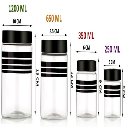 Multipurpose Kitchen Storage Containers Set – 1200ml, 650ml, 350ml, 250ml – Airtight Plastic Jars for Groceries, Dry Fruits, Pulses & Snacks (Pack of 24)