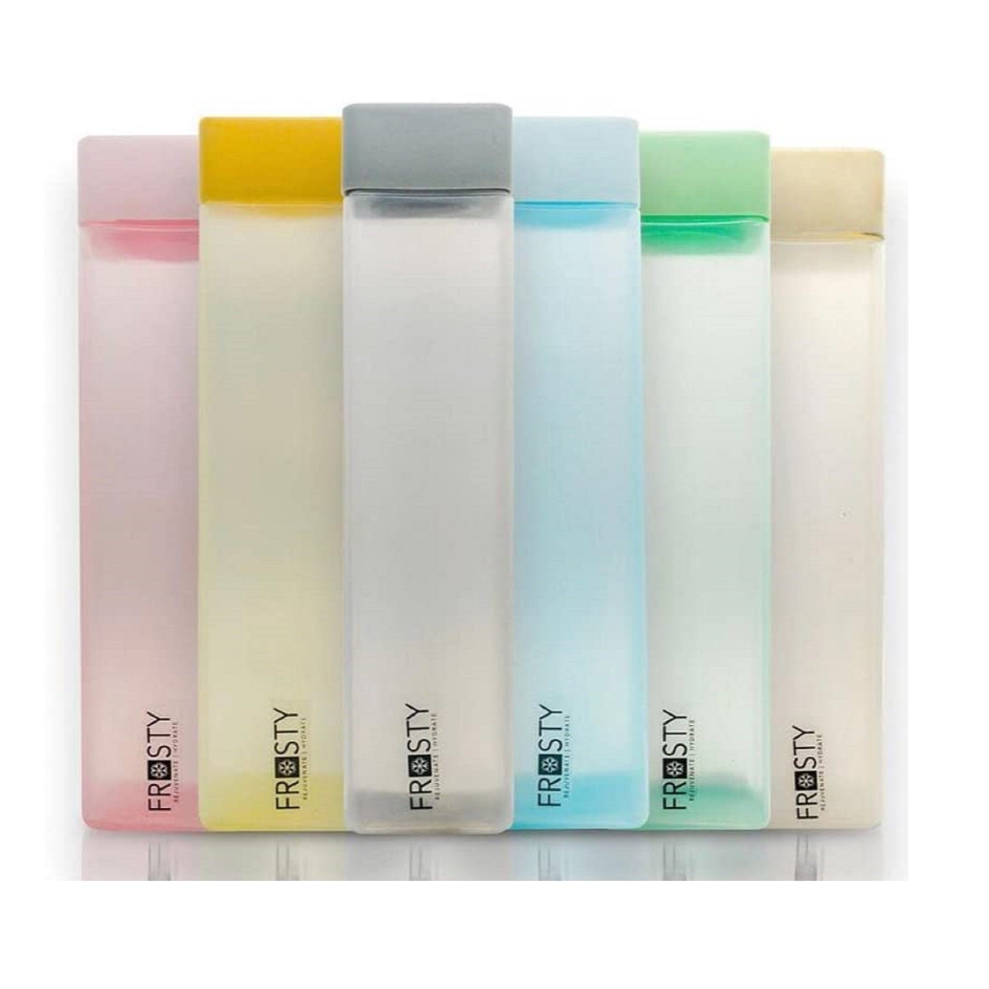 Frosty Water Fridge Bottles Set Plastic Combo for Refrigerator and Freezer – 1000 ml Pack of 6 Multicolor
