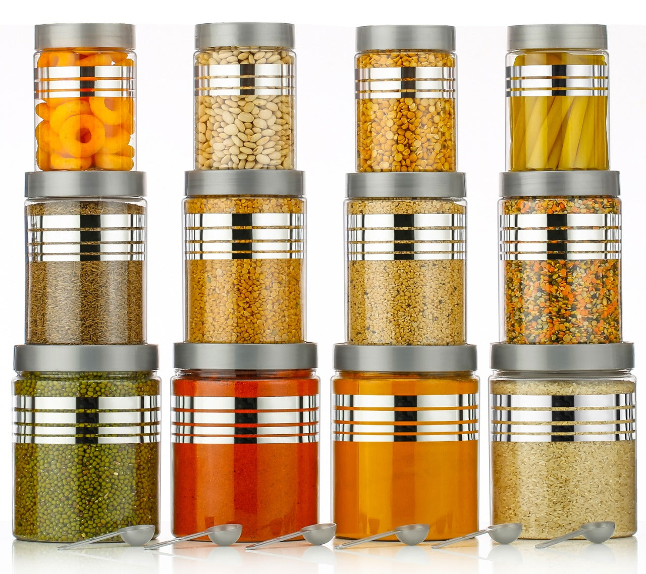 Storage Container Set – 1200 ml, 650 ml, 350 ml | Airtight Plastic Food Jars | BPA-Free, Stackable, Transparent Kitchen Organizers