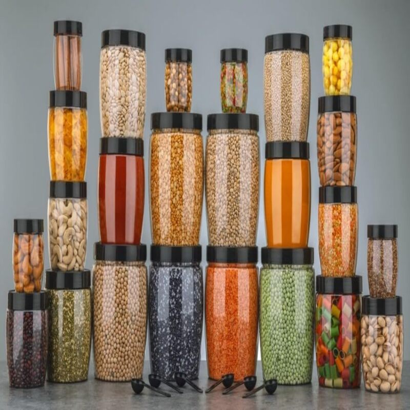 Plastic Grocery Container Set – Pack of 24 (250 ml | 350 ml | 650 ml | 1250 ml) – Airtight BPA‑Free Food Storage Jars