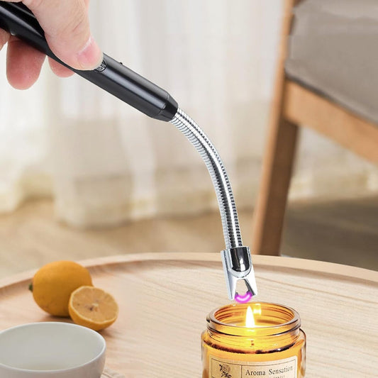 Gas Lighter Rechargeable  with Flexible 360° Neck | Flameless Electric Arc Lighter for Kitchen, BBQ, Candles – USB Recharge, Windproof & Safe
