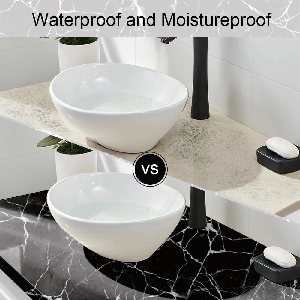 Black Marble  Wallpaper – Waterproof, Oil-Proof Vinyl Contact Paper for Countertops & Furniture (60 × 240 cm)