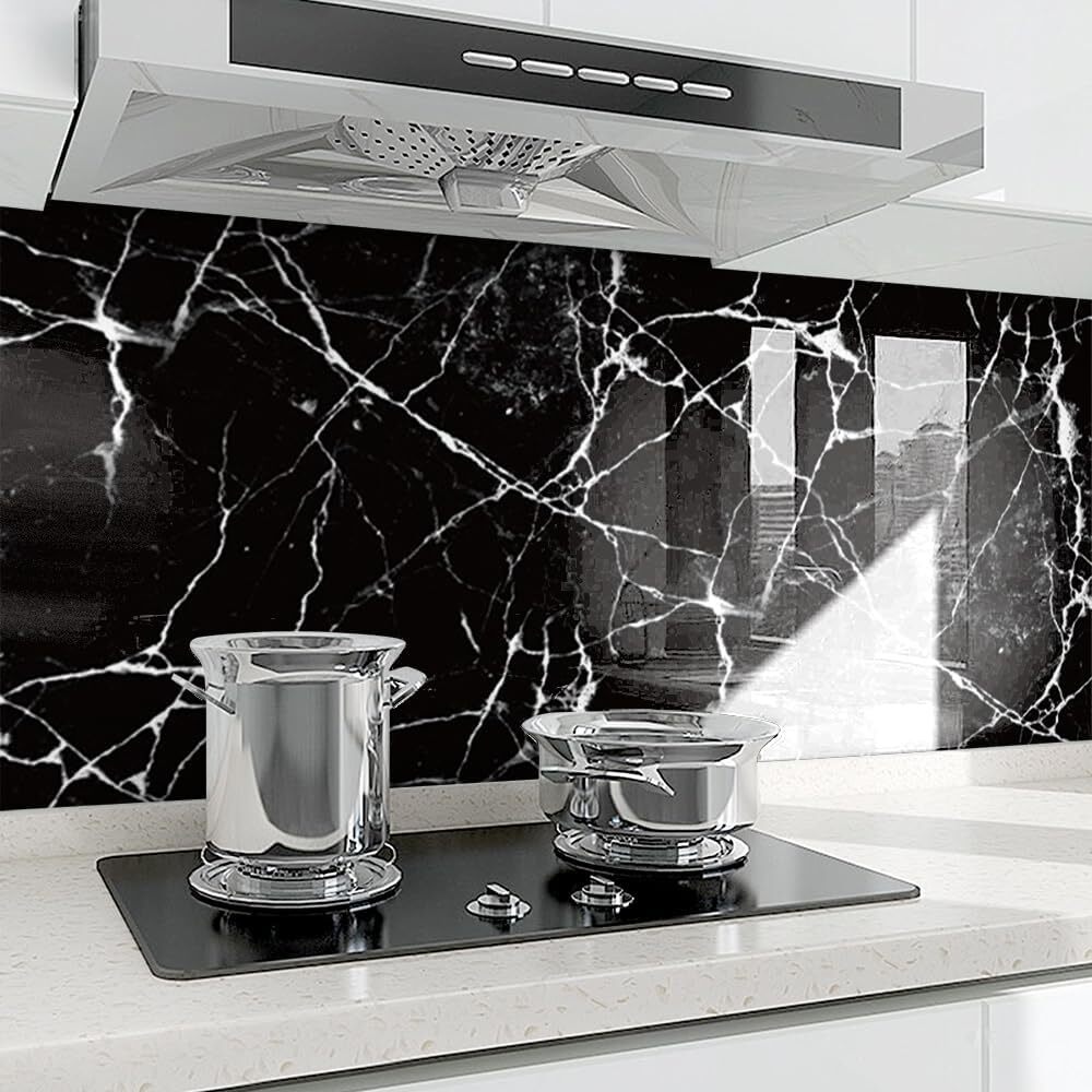 Black Marble  Wallpaper – Waterproof, Oil-Proof Vinyl Contact Paper for Countertops & Furniture (60 × 240 cm)