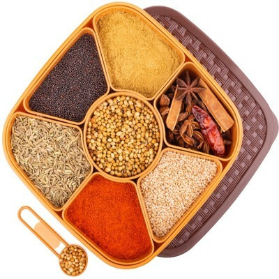 7‑Section Multipurpose Masala Box – Airtight Food‑Grade Plastic Spice Organizer