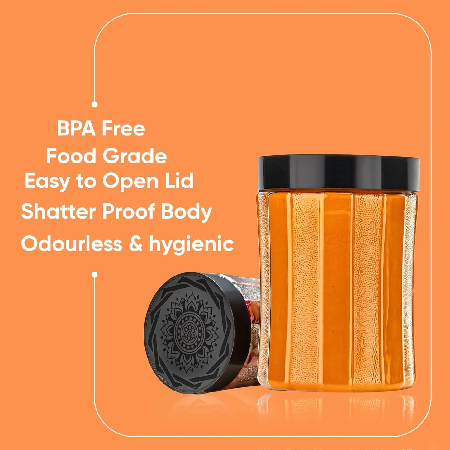 Plastic Grocery Container Set – Pack of 24 (250 ml | 350 ml | 650 ml | 1210 ml) – Airtight BPA-Free Kitchen Storage Jars