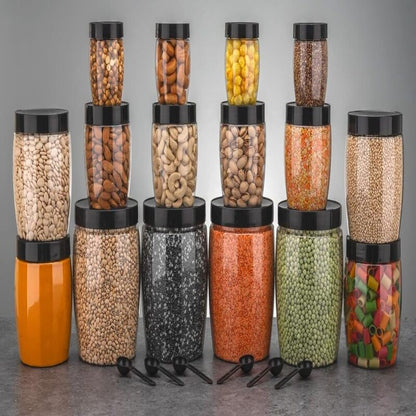 Plastic Grocery Container Set – Pack of 24 (250 ml | 350 ml | 650 ml | 1250 ml) – Airtight BPA‑Free Food Storage Jars