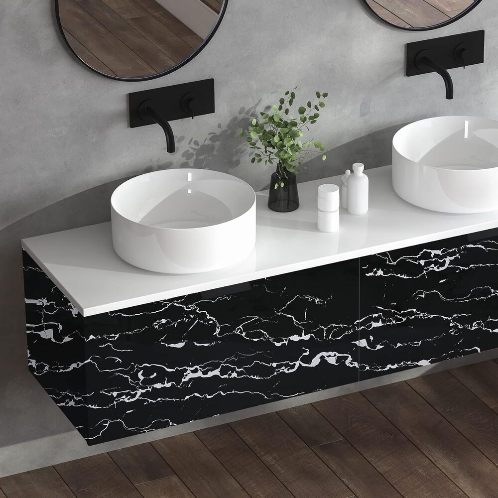 Black Marble  Wallpaper – Waterproof, Oil-Proof Vinyl Contact Paper for Countertops & Furniture (60 × 240 cm)