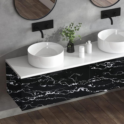 Black Marble  Wallpaper – Waterproof, Oil-Proof Vinyl Contact Paper for Countertops & Furniture (60 × 240 cm)