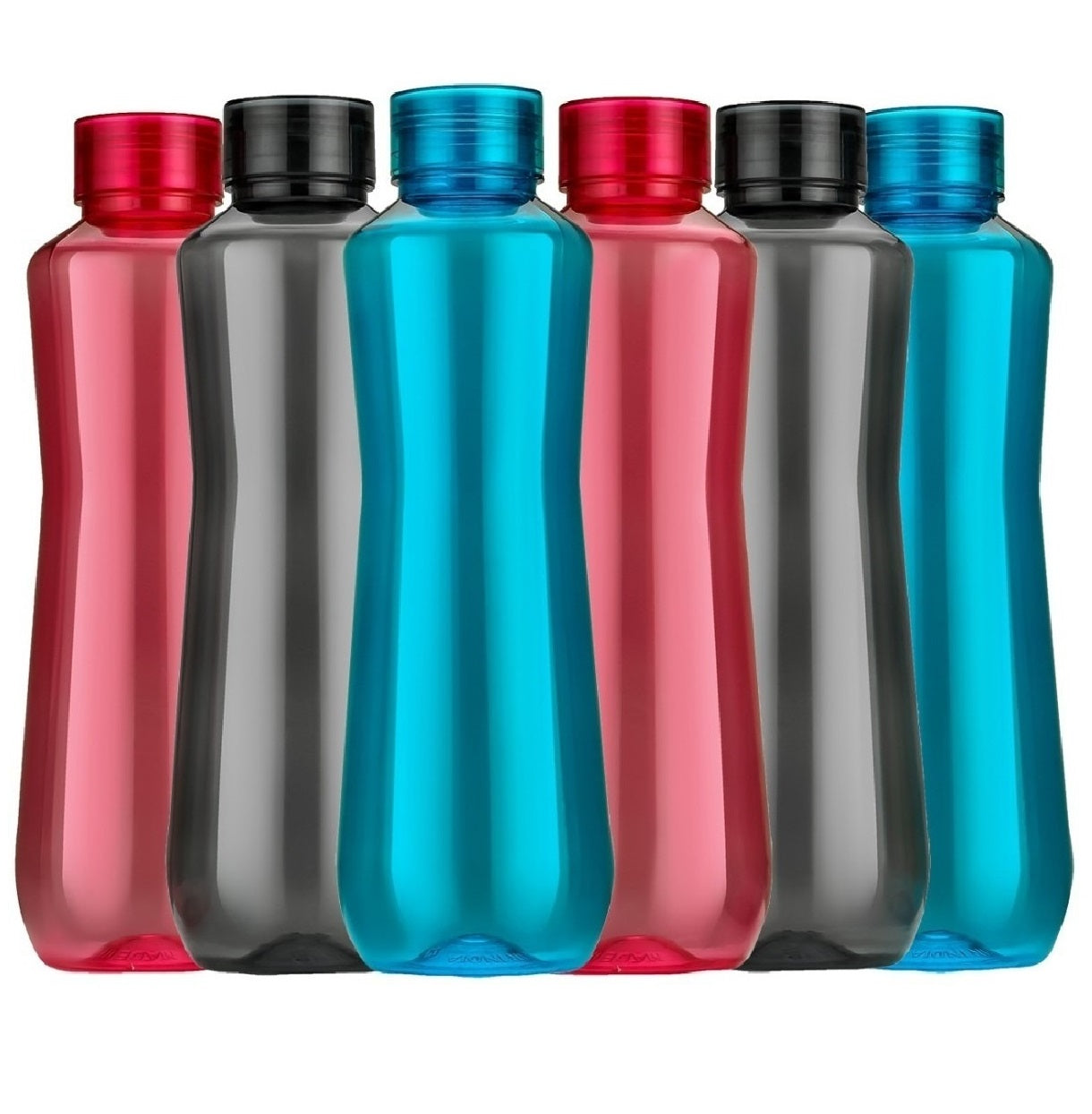 H2O Fridge Water Bottles – Set of 6 | 1000ml BPA-Free, Leak-Proof, Reusable Plastic Bottles