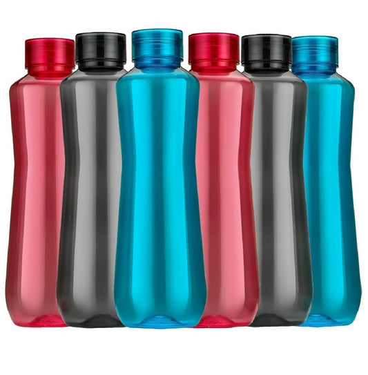 H2O Fridge Water Bottles – Set of 6 | 1000ml BPA-Free, Leak-Proof, Reusable Plastic Bottles