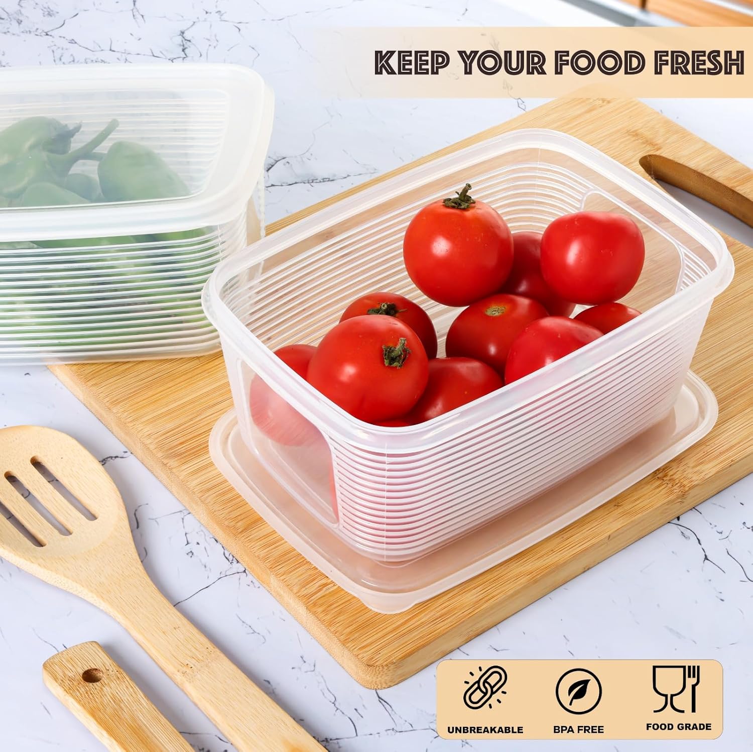 Plastic Fridge Storage Container – 1800 ml BPA-Free Airtight Box with Lid for Fruits, Vegetables & Leftovers