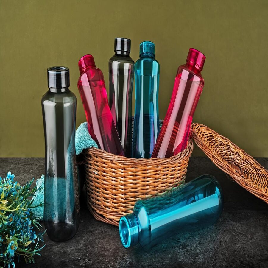 H2O Fridge Water Bottles – Set of 6 | 1000ml BPA-Free, Leak-Proof, Reusable Plastic Bottles