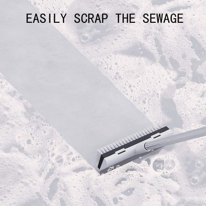 2‑in‑1 Tile & Grout Cleaning Brush – Stiff Bristles with Rubber Squeegee, Long Handle