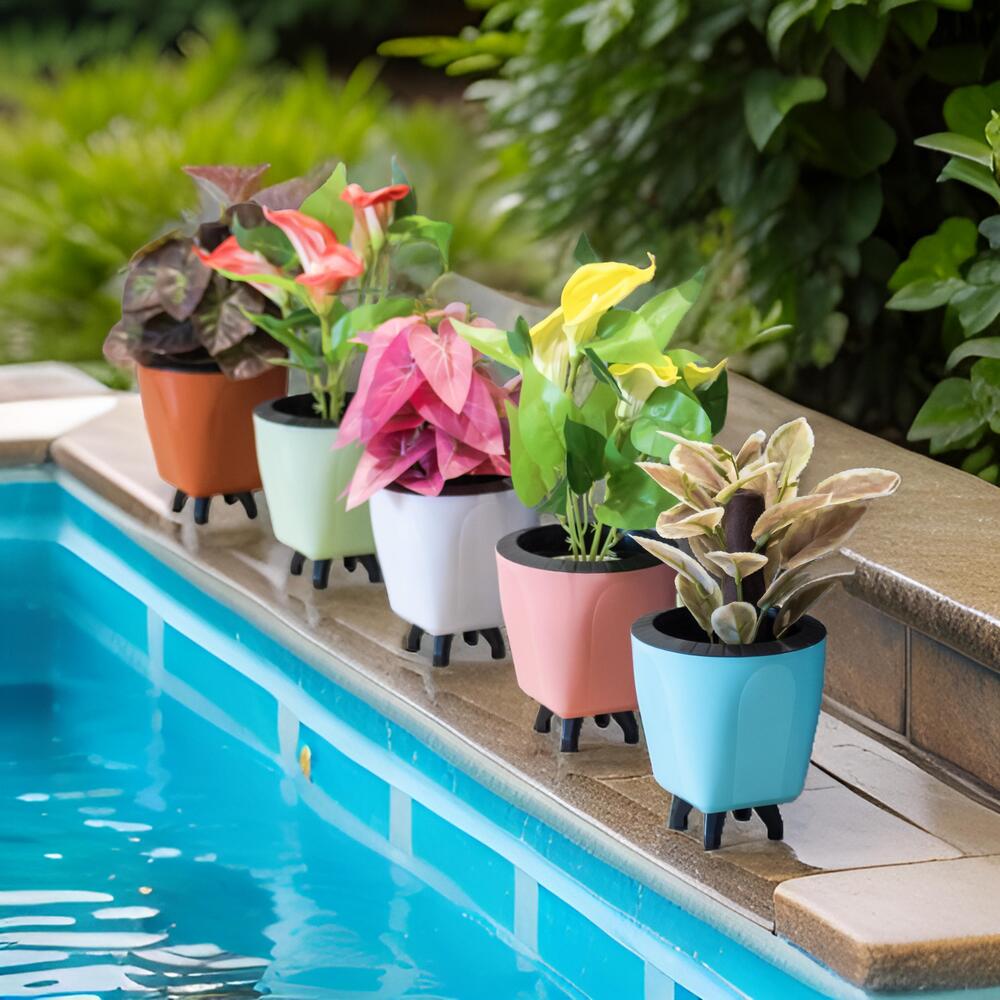 Self-Watering Planter Pots – Pack of 5, 5.8″ Multicolor Decorative Indoor & Outdoor Pots
