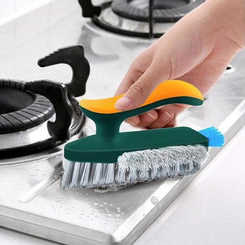 Grout Brush & Bathroom Tile Scrubber – Adjustable Long Handle, 2-in-1 Cleaning Tool