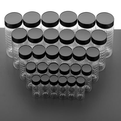 Plastic Grocery Container Set – 250/350/650/1200/2000 ml Airtight Storage Boxes Black ( Pack Of 30 )