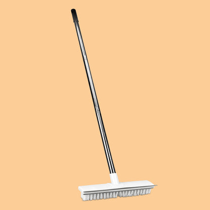 2‑in‑1 Tile & Grout Cleaning Brush – Stiff Bristles with Rubber Squeegee, Long Handle
