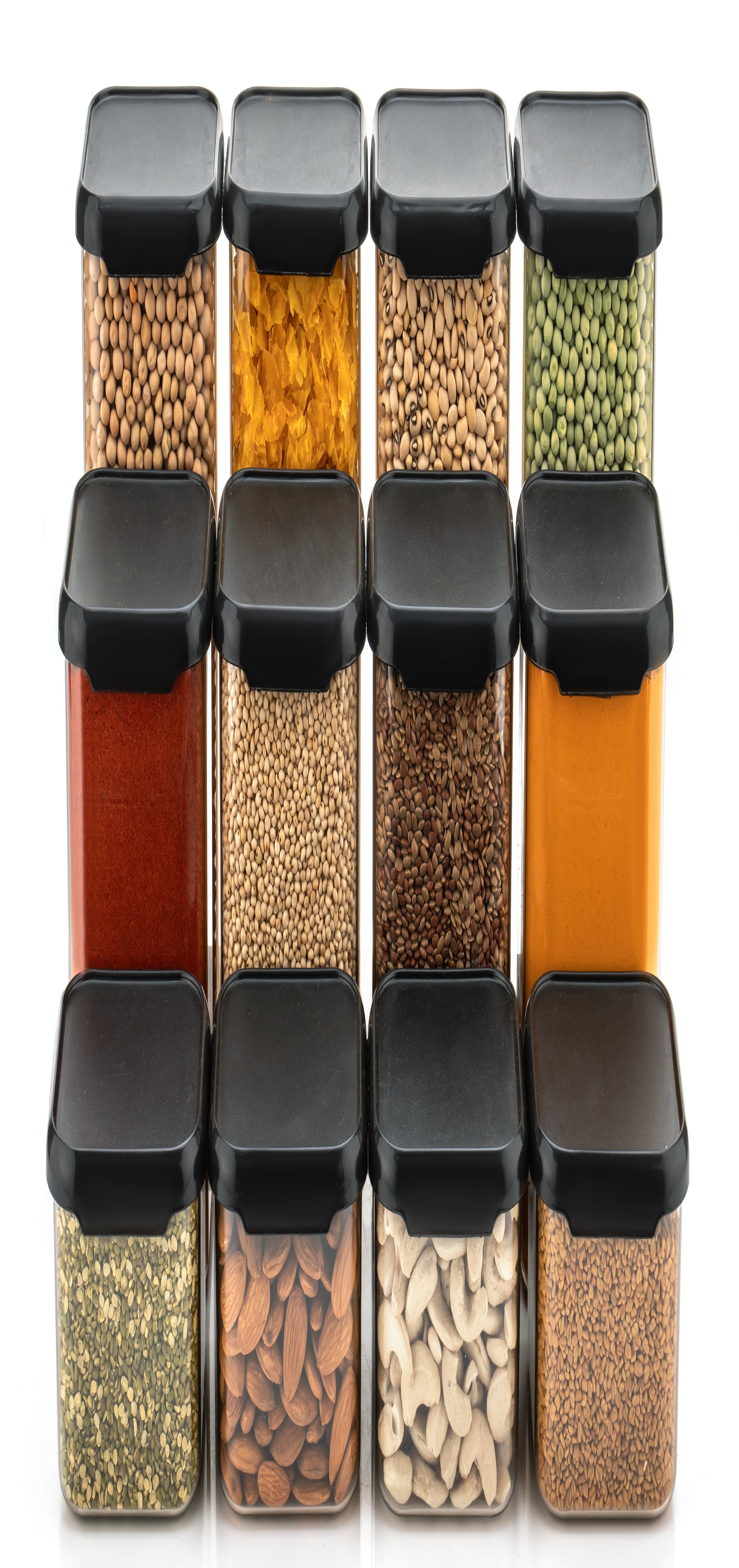 Multi‑Size Plastic Grocery Container Set – 500 / 1100 / 1500 ml Airtight Food Jars | BPA‑Free, Stackable & Transparent
