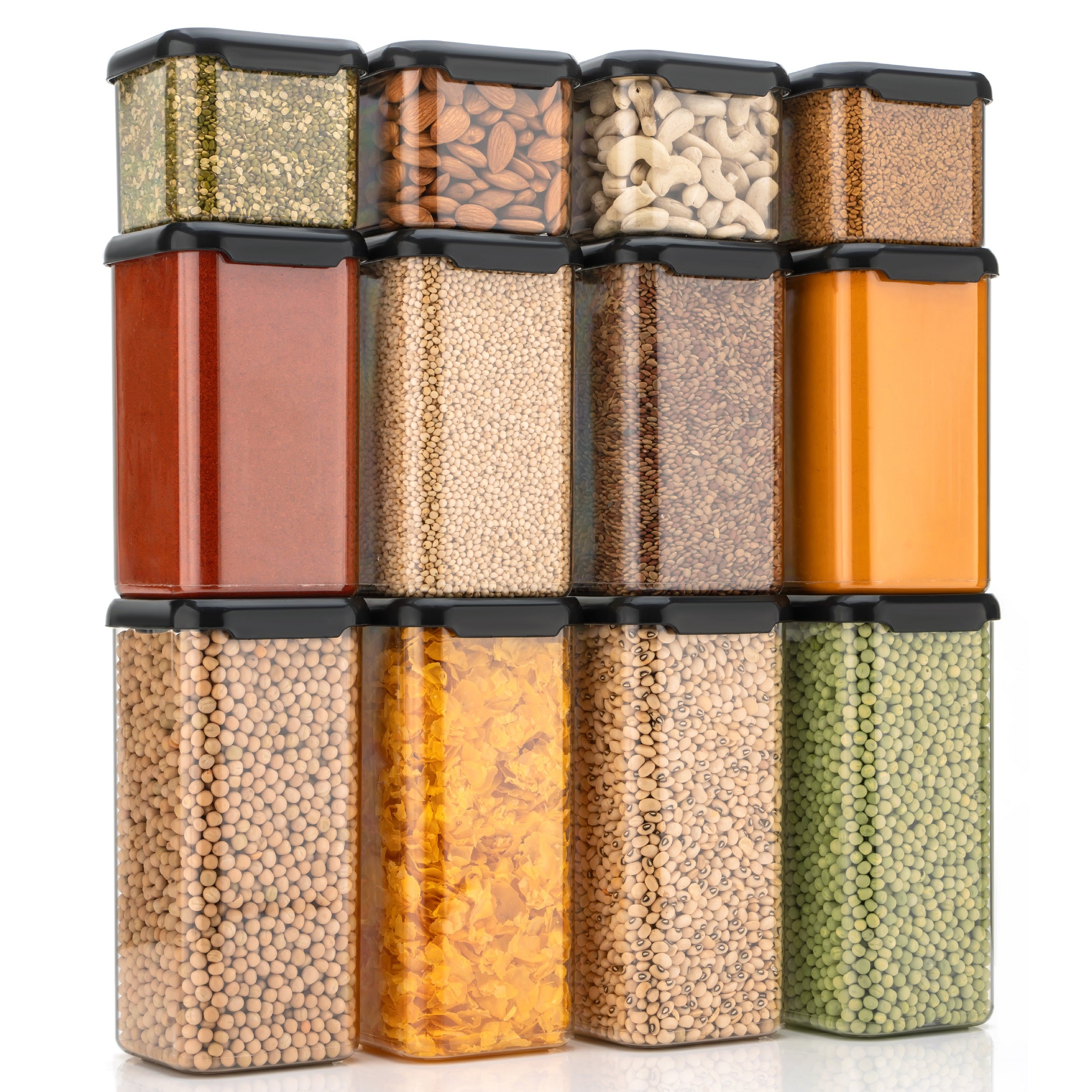 Multi‑Size Plastic Grocery Container Set – 500 / 1100 / 1500 ml Airtight Food Jars | BPA‑Free, Stackable & Transparent