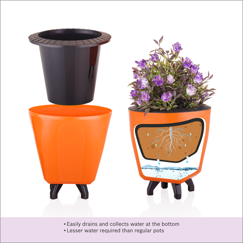 Self-Watering Planter Pots – Pack of 5, 5.8″ Multicolor Decorative Indoor & Outdoor Pots