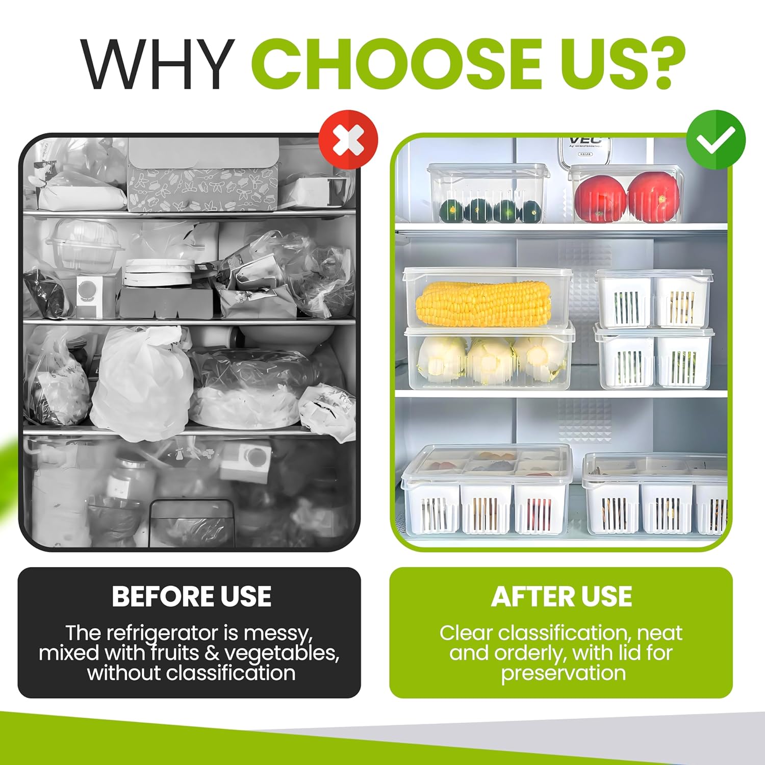 Plastic Fridge Storage Container – 2500 ml Large BPA-Free Food Box with Lid for Vegetables, Fruits & Leftovers
