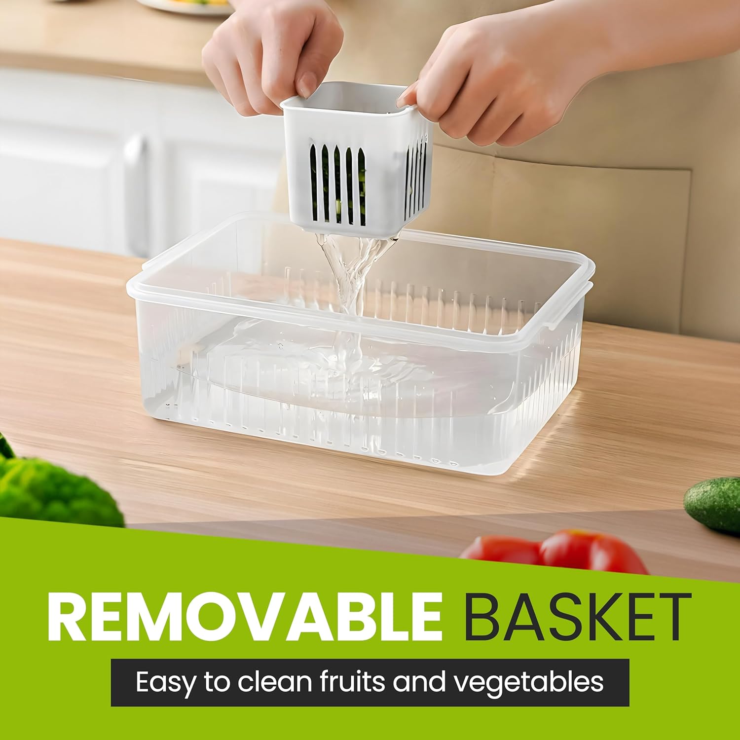 Plastic Fridge Storage Container – 2500 ml Large BPA-Free Food Box with Lid for Vegetables, Fruits & Leftovers