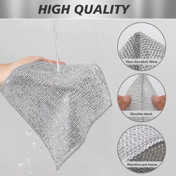 Non-Scratch Scrub Pad for Kitchen Utensils – Reusable Dish Washing Cloth for Non-Stick & Steel