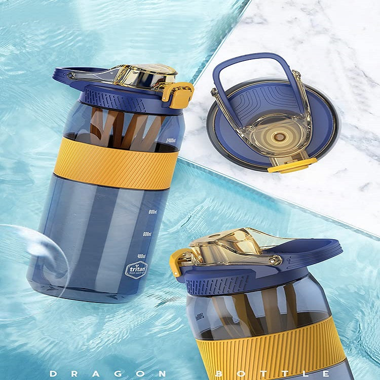 Motivational water bottle with cap and straw. BPA-free plastic, durable, leak-resistant — ideal for gym, office, and home hydration(1600 ml)
