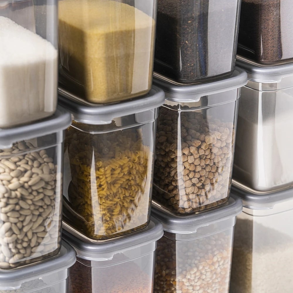 Plastic Grocery Storage Container – 1100ml Airtight Food Jar | BPA-Free, Transparent, Stackable Box for Kitchen & Pantry